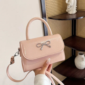 Qfdian Women Shoulder Bags New Bow Small Niche Simple High Quality Single Crossbody Bags Small Square Handbags and Purse
